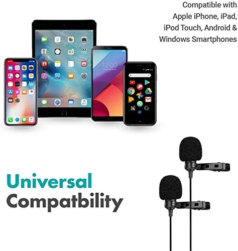 The Movo Professional Lavalier Lapel Clip-on Interview Podcast Microphone with Secondary in real use