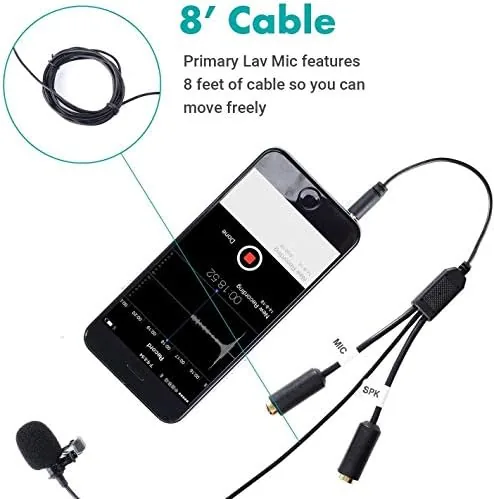 The Movo Professional Lavalier Lapel Clip-on Interview Podcast Microphone with Secondary compared in context