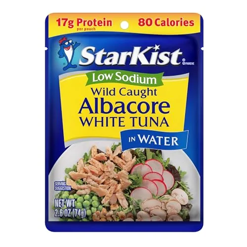 Comparison of tuna pouch, can, and chunk light can side by side
