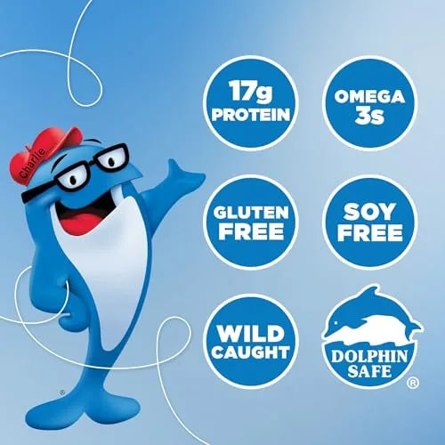 Tuna tasting setup with several pouches and a comparison chart