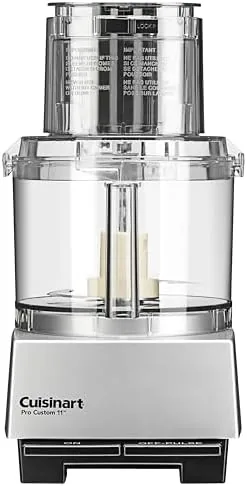 Cuisinart Pro Custom 11 food processor in chrome on a counter
