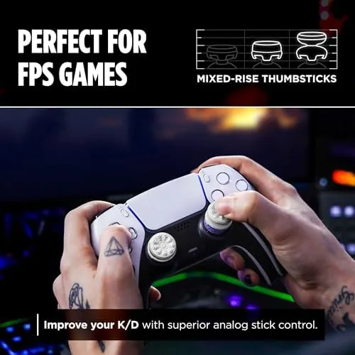 Top view of the Galaxy White thumbsticks showing the textured rim