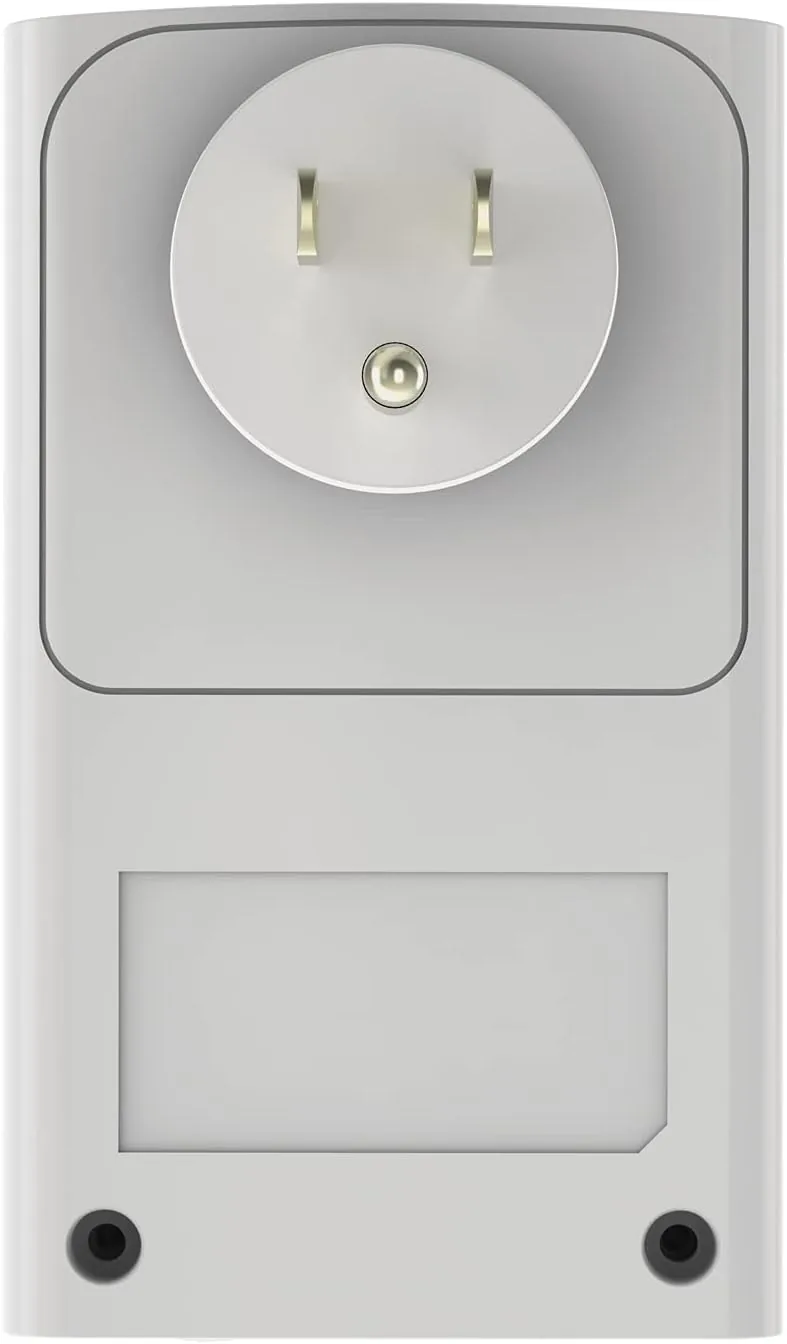The two adapters plugged in near a router and a streaming television in the same home