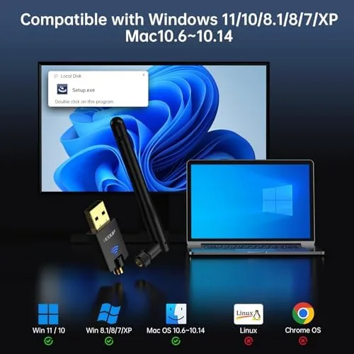 Detail shot of the EDUP® USB WiFi Adapter AC600M for Desktop PC, Wireless USB features