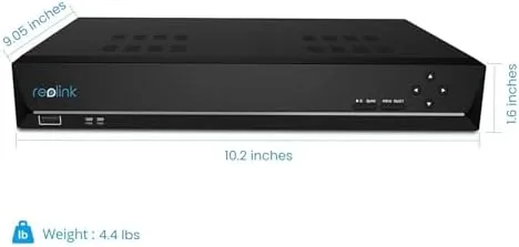Close up of the rear panel showing the eight PoE camera ports and the HDMI and VGA outputs