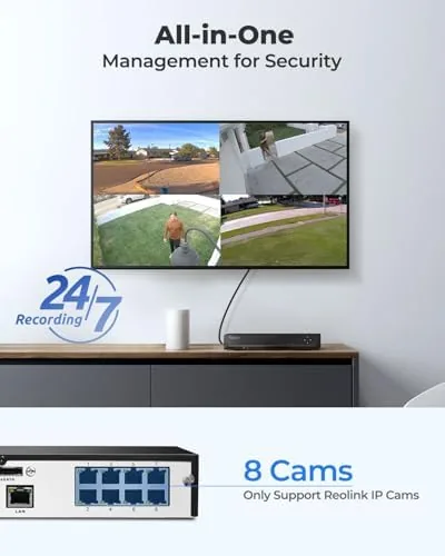 The REOLINK app on a phone showing live views from several cameras