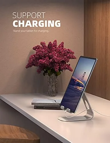 The Lamicall iPad Stand Adjustable Tablet Holder, Sturdy Aluminum, Multi-Angle | in real use