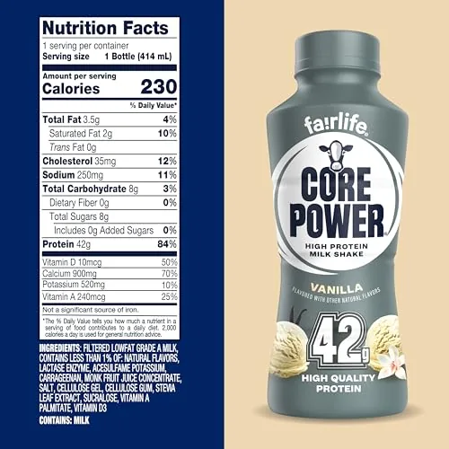 Close look at the Core Power Elite High Protein Shake, Vanilla, 42g Bottle, 14oz, 12 Pack build quality
