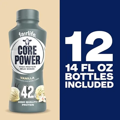 The Core Power Elite High Protein Shake, Vanilla, 42g Bottle, 14oz, 12 Pack compared in context