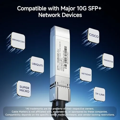 The Cable Matters 10Gbps DAC Twinax SFP+ Cable, 0.5m/1.6ft | 10GBASE-CU in real use