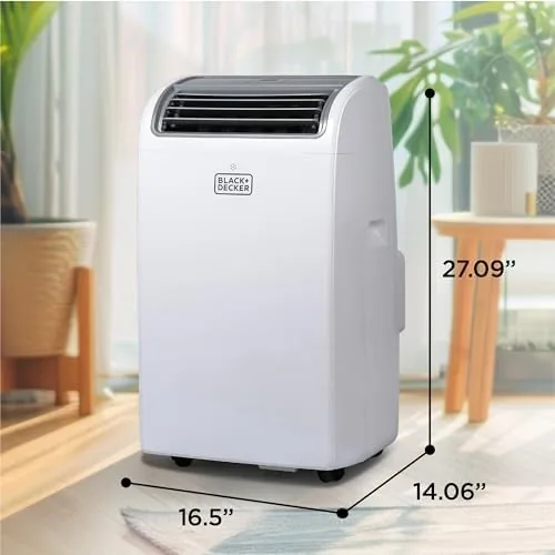 The Follow Me remote control beside the portable air conditioner