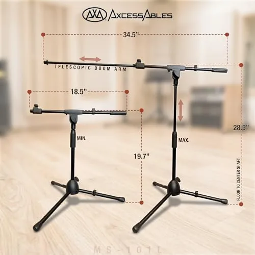 Close look at the AxcessAbles Short Microphone Stand with 34" Telescoping Boom Arm | build quality