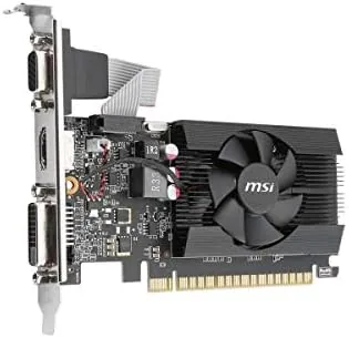The MSI GeForce GT 710 low profile card sitting on a desk