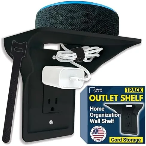 Power Perch Outlet Shelf, No Drill Renter Friendly Shelves, 1-Pack Black | Outlet Wall Review: Tested and Rated