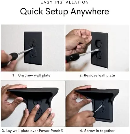 The Power Perch Outlet Shelf, No Drill Renter Friendly Shelves, 1-Pack in real use