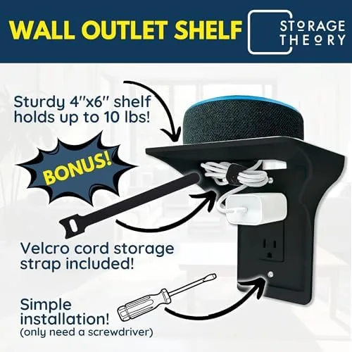 Another view of the Power Perch Outlet Shelf, No Drill Renter Friendly Shelves, 1-Pack