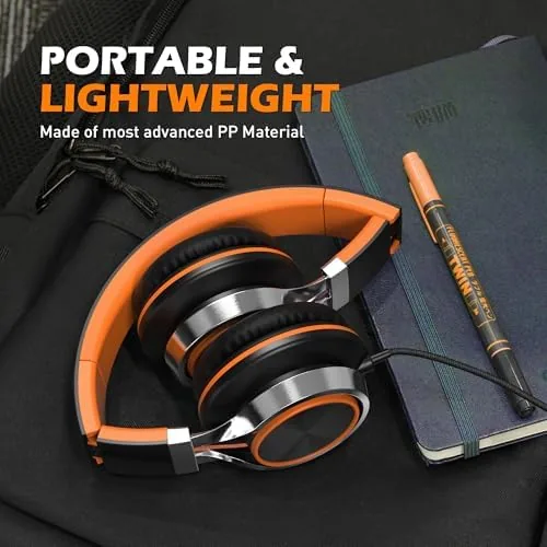 The folded AILIHEN C8 headphones tucked into a backpack