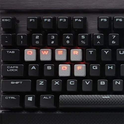 Complete gaming desk setup featuring the Corsair K70 LUX keyboard