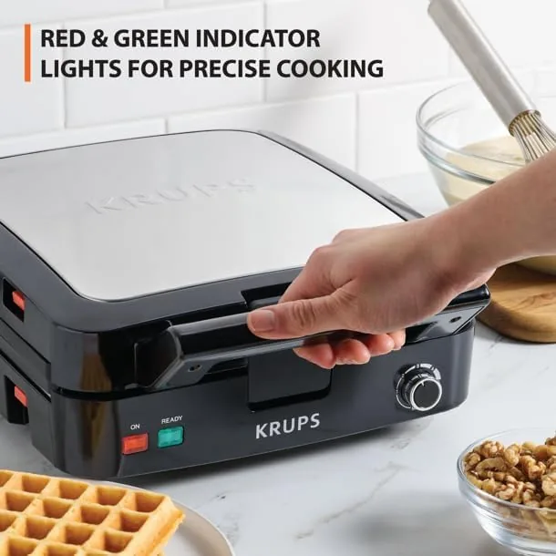 The removable plates out of the waffle maker and ready for the dishwasher