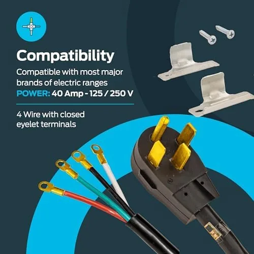 Installing the Eastman range cord onto the terminal block of an electric stove