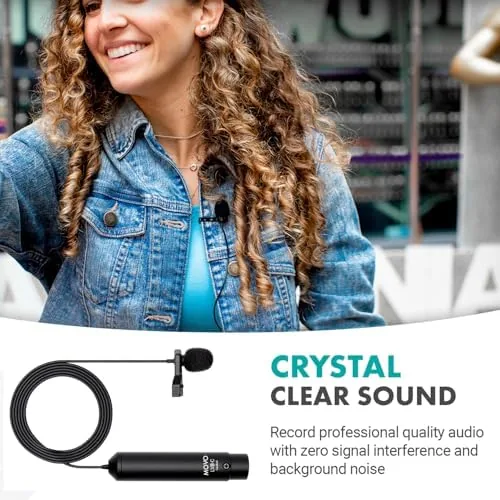 The Movo LV8-C Broadcast-Quality XLR Lavalier Cardioid Condenser Wired Microphone with in real use