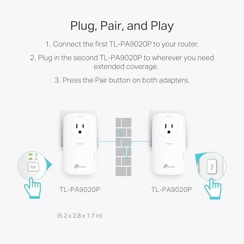 The TP-Link AV2000 Powerline Ethernet Adapter, Passthrough, 2 Gigabit Ports | in real use