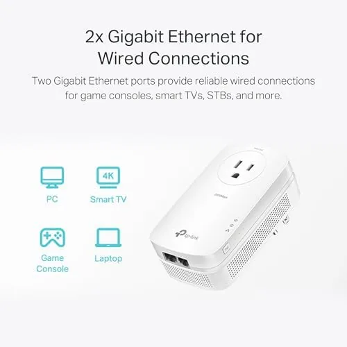Another view of the TP-Link AV2000 Powerline Ethernet Adapter, Passthrough, 2 Gigabit Ports |