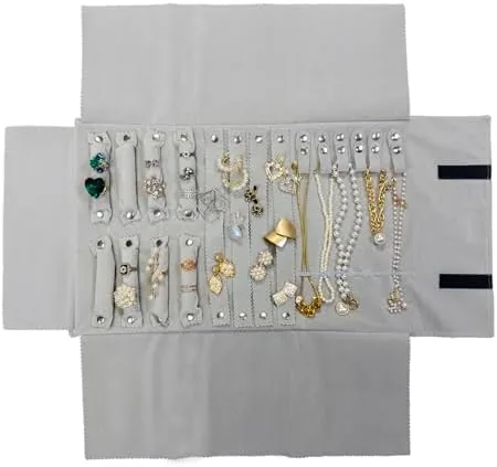 UnionPlus Travel Jewelry Roll Organizer, Black/Grey | Soft Velvet Jewelry Roll, Organizes rings, earrings Review: Tested and Rated