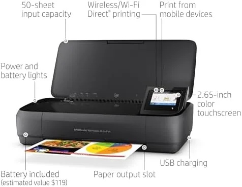 Close look at the HP OfficeJet 250 Wireless Mobile Printer, Scanner, Copier - Black build quality