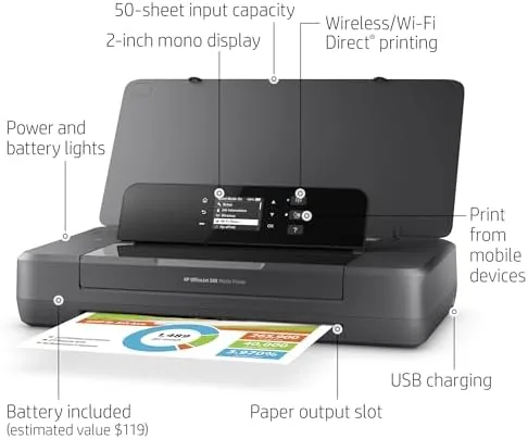 Close look at the HP OfficeJet 200 Wireless Mobile Printer - Black, Battery Included (CZ993A) build quality