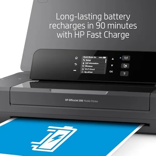 Another view of the HP OfficeJet 200 Wireless Mobile Printer - Black, Battery Included (CZ993A)