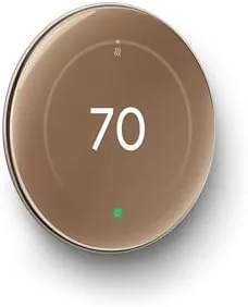 Close-up of the Google Nest Learning Thermostat display showing the temperature and time