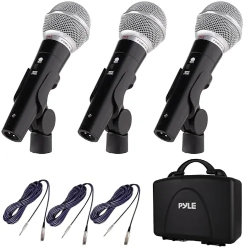 Overview of the Pyle 3 Piece Professional Dynamic Microphone Kit Cardioid Unidirectional Vocal