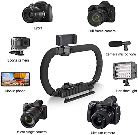 The 3-Shoe DSLR/Action Camera/Camcorder/Phone Stabilizer Expansion Cage Mount | Moviemaking Holder compared in context