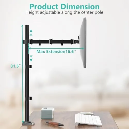 The WALI Tall Monitor Arm Mount for Desk for 13-34 inch in real use