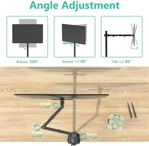 Another view of the WALI Tall Monitor Arm Mount for Desk for 13-34 inch