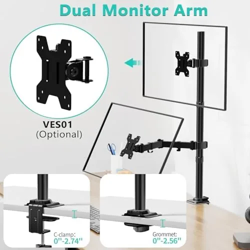The WALI Tall Monitor Arm Mount for Desk for 13-34 inch compared in context