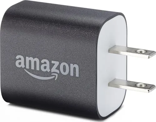 Amazon 5W USB charger plugged into a wall outlet