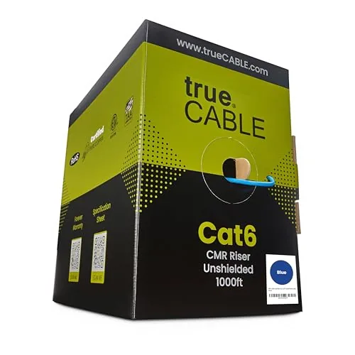 TRUE CABLE Cat6 Riser (CMR), 1000ft, Blue, 23AWG 4 Pair Solid Bare Copper, 550MHz Review: Tested and Rated