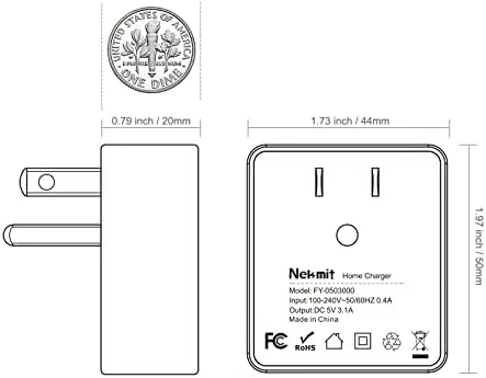 The Nekmit Dual Port Ultra Thin Flat USB Wall Charger with in real use