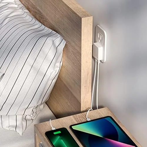 Another view of the Nekmit Dual Port Ultra Thin Flat USB Wall Charger with