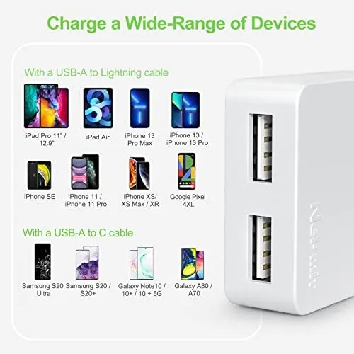 The Nekmit Dual Port Ultra Thin Flat USB Wall Charger with compared in context