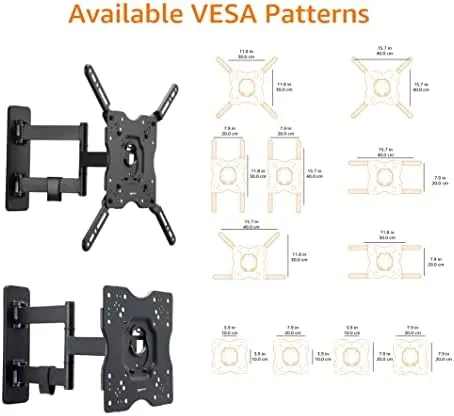 Another view of the Amazon Basics Full Motion Articulating TV Wall Mount, with Swivel