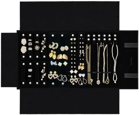 UnionPlus Travel Jewelry Roll Organizer, Black | Soft Velvet Jewelry Roll, Organizes rings earrings Review: Tested and Rated