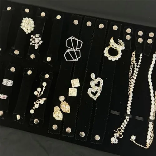The UnionPlus Travel Jewelry Roll Organizer, Black | Soft Velvet Jewelry compared in context