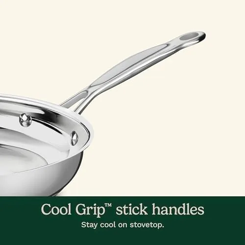 Stainless and nonstick pans side by side for comparison