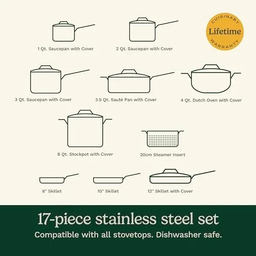 Full cookware set cleaned and nested for storage