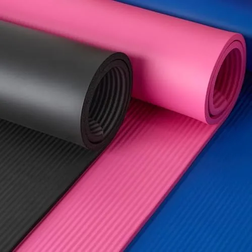 The Amazon Basics Extra Thick Exercise Yoga Mat with Carrying Strap in real use
