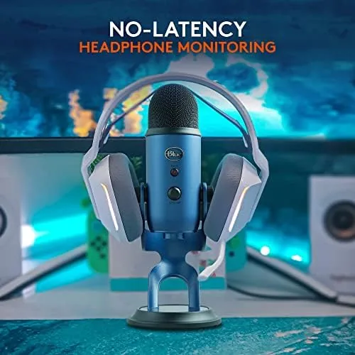 Voiceover recording session using the Blue Yeti with headphones