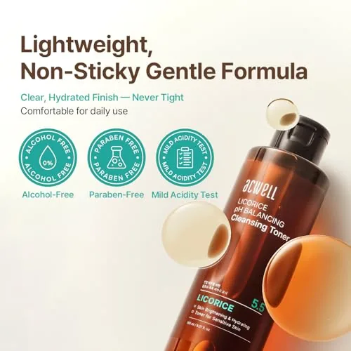 The ACWELL Licorice pH 5.5 Balancing Cleansing Toner - Alcohol-Free Korean compared in context